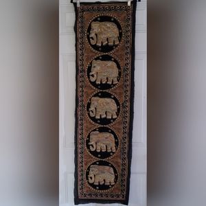 Vintage Thai Burnese Kalaga Elephant Sequined Tapestry Wall Hanging Art